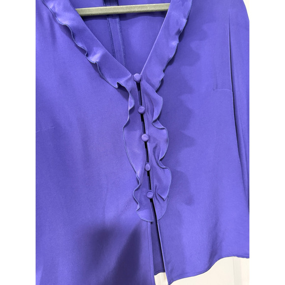 Jones New York Silk 2-Piece Set 8 Beaded Ruffle Jacket Maxi Slip Dress Purple - Picture 6 of 16